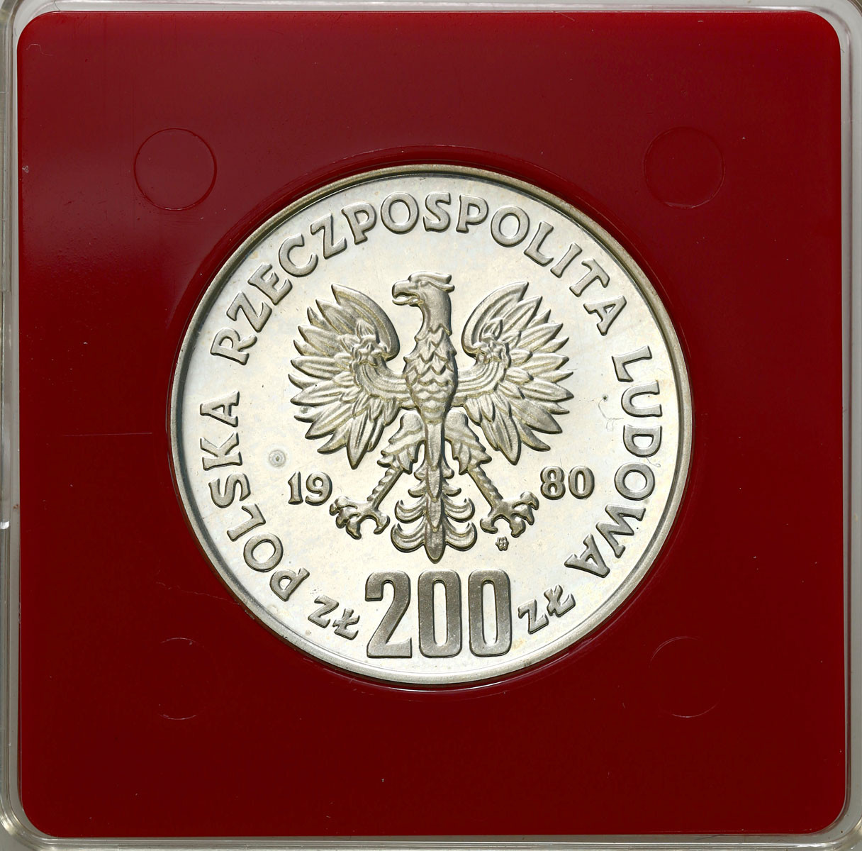 PRL. PRÓBA srebro 200 złotych 1980 Chrobry – półpostać